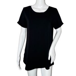 Soft Surroundings Shirt Womens Medium Black Tunic Top Basic‎ Neutral Minimalist